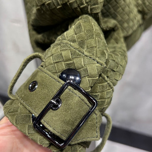 Quilted <b>Jacket</b> Women's Olive Green Stand Collar Full <b>Sleeve</b> Button Closure Autumn Style <b>Short</b> Length Woven Polyester - Product Image 3