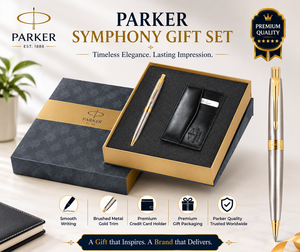 Stylo bille promotionnel haut de gamme en métal avec finition dorée, mécanisme rotatif, logo personnalisable, porte-cartes de crédit, coffret cadeau - Product Image 1