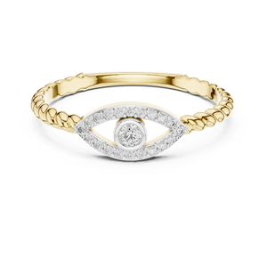Anillo de Diamante Cultivado en Laboratorio EVIL EYE para Mujer, Oro Amarillo de 18 Quilates con Baño de Rodio, Protección de Buena Suerte, Uso Diario, Regalo, Tercer Anillo - Product Image 1