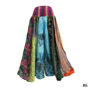 Silk Layer Palazzo Pants Wide Leg High Waist Drawstring Closure Eco-Friendly <b>Patchwork</b> Boho Hippie Summer Maxi <b>Skirt</b> Women Funky - Product Image 5
