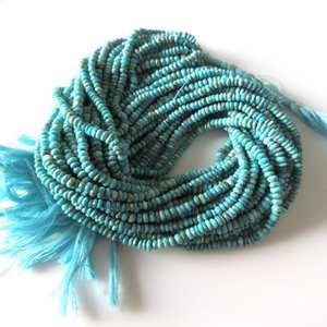 ลูกปัดพลอยเทอร์ควอยซ์ทรงรอนเดลล์เจียระไนแบบธรรมชาติจากแอริโซนา สำหรับทำเครื่องประดับ - Product Image 2