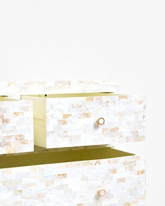 Modern Mother Of Pearl Inlay <b>Chest</b> Of Drawers 4 Drawers <b>Storage</b> Cabinet Living Room Furniture Midcentury Design - Product Image 2