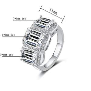 Bague de fiançailles élégante en moissanite émeraude radiante 4 carats S925 pour femmes - Product Image 3