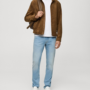 Jeans en denim uni pour hommes et garçons, coupe droite, respirant, style streetwear hip-hop, avec rivets, 100% coton, léger, de marque - Product Image 2