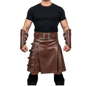 Men's Leather <b>Gladiator</b> Kilt Renaissance Sexy <b>Costume</b> with Belt-Eco-Friendly - Product Image 2