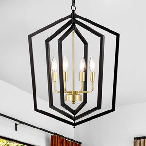 Lampadario moderno 4 luci per sala da pranzo 18.11 \ "oro nero opaco lampada a sospensione in stile industriale per agriturismo - Product Image 2