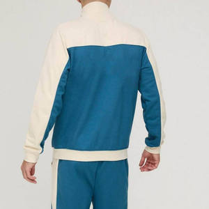 Sudadera de Hombre de Alta Calidad, Cuello Alto con Cierre de Cremallera, Corte Regular, Color Azul Básico, Diseño Color Block, Personalizable, Mezcla de Algodón - Product Image 3