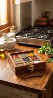 Caja de Madera para Especias, Diseño Único y de Lujo, Personalizable, con Compartimentos, Estilo Antiguo