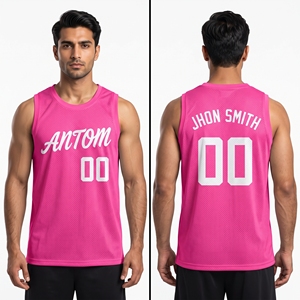 Maillot de basket-ball personnalisé en mesh rose avec impression de nom et de numéro, uniforme d'équipe respirant et à séchage rapide, vêtements de sport pour hommes, femmes et jeunes, OEM ODM - Product Image 1