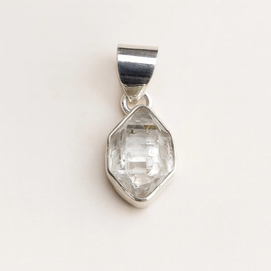 Colgante de Diamante Herkimer Natural, Collar Minimalista de Plata de Ley con Cristal, Joyería de Cristal Curativo de Cuarzo Natural, Colgante Hecho a Mano - Product Image 2
