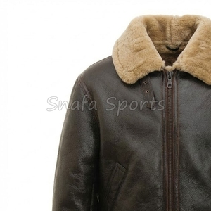 Premium Men Winter <b>Jacket</b> Real Leather <b>Shearling</b> Fur Lining Durable Stitching Stylish Outdoor Protection Biker <b>Bomber</b> <b>Jackets</b> - Product Image 4