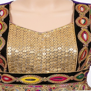 Vestido Afgano Kuchi Formal Tribal Modesto para Mujer, Diseño Sencillo con Cintura Natural, Recto, Bordado Sólido - Product Image 6