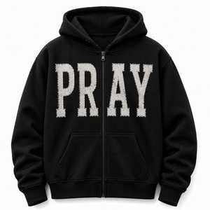 เสื้อฮู้ดดี้ผ้าฝ้ายปักลายคุณภาพสูง ทรงโอเวอร์ไซส์ พร้อมลายปักด้านหน้าและด้านหลัง - Product Image 1