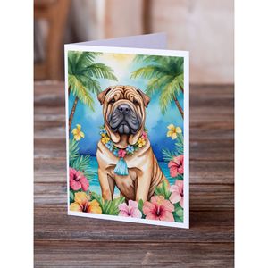 Lunatique A7 taille 5x7 cartes vierges paquet de 8 cartes de vœux Shar Pei Luau avec enveloppes - Product Image 2