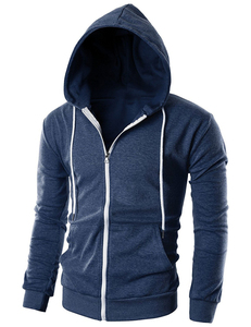 Sudadera con capucha y cremallera para hombre, de algodón tejido, corte ajustado, informal, para otoño - Product Image 6
