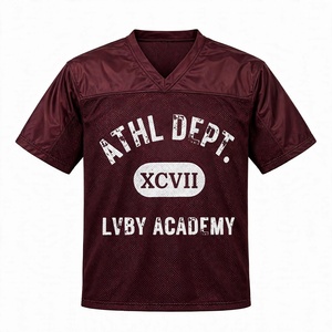 Camiseta de Fútbol de Malla Vintage Personalizada, Corte Holgado, Cuello en V, para Entrenamiento Atlético, Color Granate Oscuro XCVII - Product Image 1