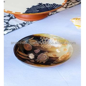 Agate de marque de haute qualité corne naturelle ensemble de bols de service fabriqués à la main bols de rasage polis pour la maison hôtel sculpté Koi Design - Product Image 1