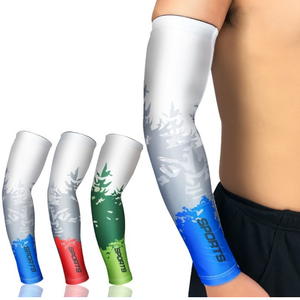 Manchons de compression pour le cyclisme, imprimés, protection anti-UV, unisexe, adultes, bleu, rouge, vert, blanc - Product Image 1
