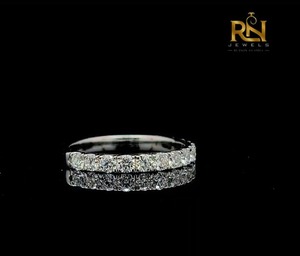 Round Cut Lab Grown Diamond Half Eternity Band Solid Gold Shared Prong <b>Stacking</b> <b>Ring</b> Women OEM ODM Wholesale B2B Supply - Product Image 4