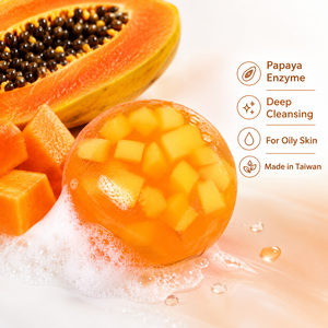 Jabón en Barra con Enzimas de Papaya para Piel Grasa, Limpieza Profunda Facial, Hecho en Taiwán, Jabón Sólido Transparente con Trozos Naturales de Papaya - Product Image 1