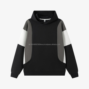 Sweat-shirt à capuche à épaules tombantes sur mesure OEM, poids lourd, 100% coton éponge, sweat-shirt pour homme, design à blocs de couleur, doublé, taille XS - Product Image 1
