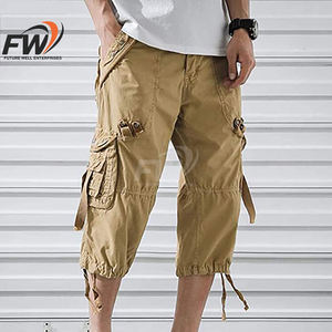 Shorts cargo décontractés pour hommes, 100 % coton, taille mi-haute, personnalisables en gros, design respirant de haute qualité - Product Image 3