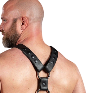 <b>Mens</b> Black Leather Chest <b>Harness</b> With O-Ring Adjustable Straps BDSM Bondage Gear - Product Image 3