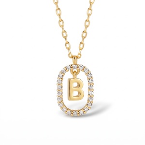 จี้ตัวอักษร B เงินแท้ 925 ชุบโรเดียม ประดับคริสตัลรูปไข่ สำหรับใส่ทุกวัน - Product Image 3