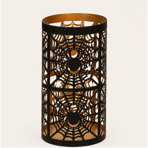 Wholesale Halloween Metal Spider Web Hurricane Candle Holder Matte Black & Gold Iron Votive <b>Lantern</b> For Party Table Centerpiece - Product Image 3