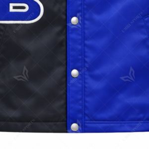 Vestes de coach personnalisées Zeta Phi Beta, style traditionnel, noir et bleu, avec logos brodés, veste rétro grecque. - Product Image 3