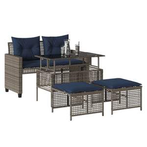 Set Divano da Esterno 4 Pezzi in Polyrattan Grigio con Cuscini in Vetro - Elegante Collezione Arredamento da Giardino - Product Image 3