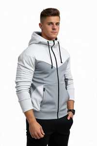 Unisex Solid Zip-Up Hoodie Gray <b>White</b> Long Sleeve Hooded Fleece Streetwear <b>Sweatshirt</b> for Winter Digital Printing OEM Service - Product Image 6