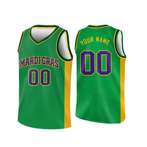 Camiseta de Baloncesto de Mardi Gras Personalizada con Nombre y Número, Sublimada, Cuello en V, Sin Mangas, Unisex, para Adultos, de Secado Rápido, Ropa Deportiva de Poliéster - Product Image 2