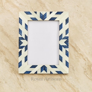 Modern Blue White Striped Resin Photo <b>Frame</b> Rectangle Vertical Tabletop Decor Gold Inner <b>Border</b> Home Decor Customized <b>Frame</b> - Product Image 5