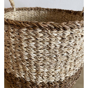 Grand panier tressé en jonc de mer avec poignée, organiseur rustique écologique, panier multi-usage - Product Image 5