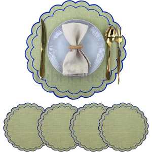 Set de table en tissu imprimé fleurs bleu denim, facile d'entretien, lavable en machine, décoration rustique pour cuisine, nappe de table, serviette. - Product Image 1