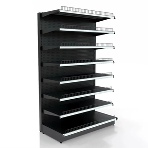 Estante de Exhibición Metálico Resistente, Horizontal, de 4 Niveles, en Forma de L, Perforado, para Supermercado - Product Image 1