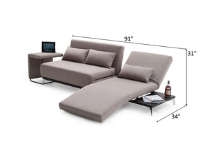 Lit de repos moderne de luxe en teck massif, convertible en canapé sectionnel multi-positions sans accoudoirs, lit de jour intelligent pliable, gain de place - Product Image 2