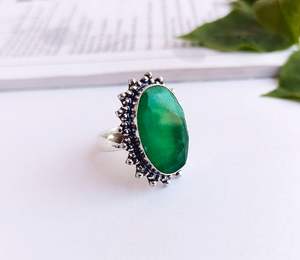 Anillo de Piedras Preciosas de Esmeralda Natural con Diseño Vintage, Chapado en Plata de Ley, Hecho a Mano, Sin Níquel, Estilo Art Deco, Certificado por IGI - Product Image 4