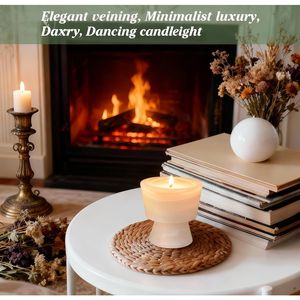 Bougie de luxe parfumée en cire de soja, faite à la main, dans un récipient en marbre, non toxique et réutilisable, pot en pierre au design distinctif - 1 ensemble - Product Image 5