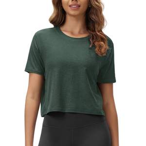Camiseta Corta Oversize para Mujer, de Algodón, Corte Holgado, Informal, para Gimnasio, Entrenamiento, Ropa Urbana, con Logotipo Personalizado, Venta al Por Mayor - Product Image 2