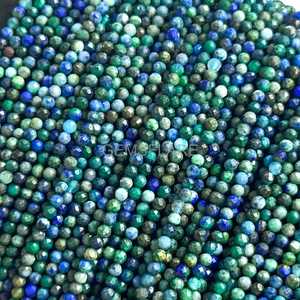 Natural Azurite Malachite Micro Faceted Round Beads 2MM Azurite Malachite Beads For Jewelry Making Wholesale Faceted Loose Beads - Product Image 4