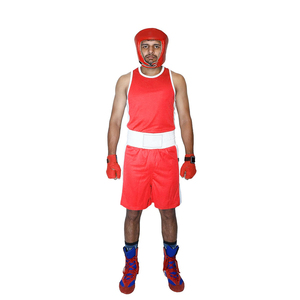 Uniforme de boxe de haute qualité pour jeunes, couleur rouge, en polyester respirant, pour entraînement en club et équipe. - Product Image 2