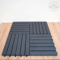Dalles de terrasse en acacia 12 mm style moderne, lisses, technique spéciale, à emboîtement, 6 lattes, gris, pour extérieur, balcon, cuisine, garantie 5 ans MPL