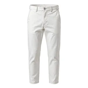 <b>Men's</b> Brown Cotton Pants Regular Fit Full Length Breathable Stonewashed Midweight Casual <b>Summer</b> <b>Trousers</b> - Product Image 1