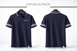 Camisa Polo Azul Marino para Hombre, Manga con Rayas en Contraste, Cuello con Logotipo Personalizado, Ropa Deportiva Informal de Negocios, Uniforme de Golf - Product Image 3