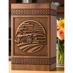 Urne en bois avec gravure décorative, urne en bois de luxe pour cendres avec base en velours, urne par AYAANS - Product Image 6