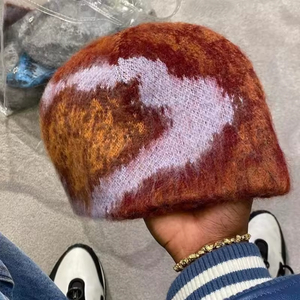 Fabricant de bonnets, logo personnalisé, nouveau design, hip-hop, streetwear, bonnet en tricot, bonnet en fourrure, bonnet en mohair, bonnet d'hiver en tricot - Product Image 4