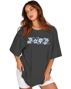 Camisetas de moda para mujer, 100% algodón, estampadas con gráficos DTF, cuello redondo, camisetas de verano, holgadas, de manga corta. - Product Image 5