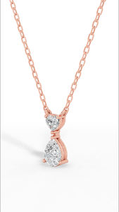 Collar Elegante con Colgante de Plata de Ley 925 con Doble Piedra en Forma de Corazón y Diamante Simulado con Corte de Pera, Regalo de Boda para Novia - Product Image 4